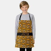 Diamanten Geel Zwart Minimaal Patroon Schort (Gedragen)