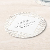 Diamanten Geometrische Witte Gouden Gatsby Bruilof Ronde Kartonnen Onderzetter (Gebogen)