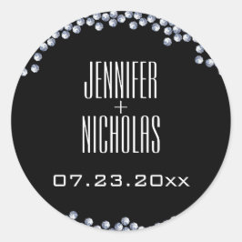 Diamanten Glitter Moderne bruiloft Ronde Sticker