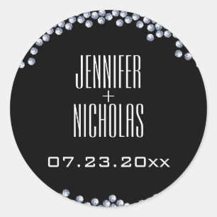 Diamanten Glitter Moderne bruiloft Ronde Sticker