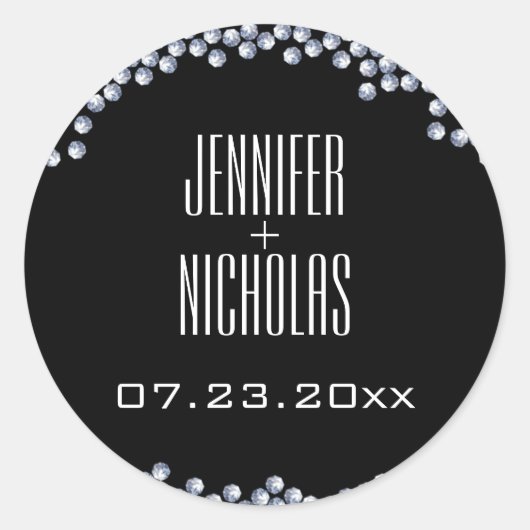 Diamanten Glitter Moderne bruiloft Ronde Sticker (Voorkant)