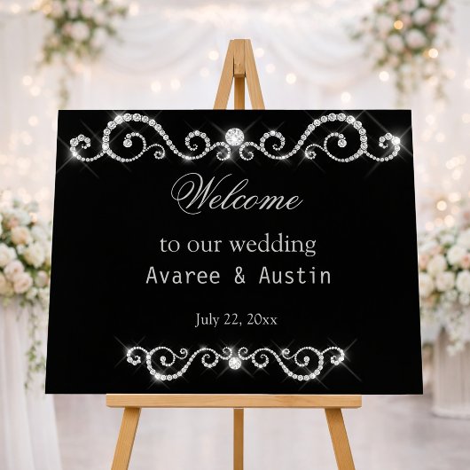 Diamanten Glitter Welkom op Onze Bruiloft Poster