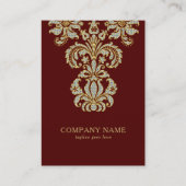 Diamanten & Goud Bloemen wervelen op donkerrood Visitekaartje (Voorkant)