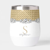 Diamanten Goud Elegant Glanzend Monogram Aangepast (Achterkant)