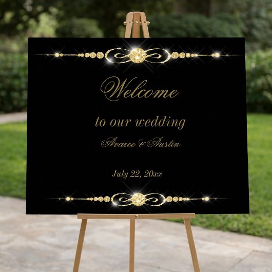 Diamanten Goud en Glitter Trouwposter Poster
