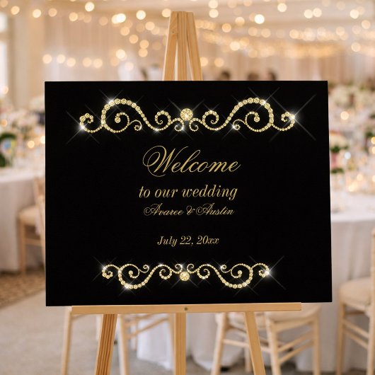 Diamanten Goud en Glitter Trouwposter Poster