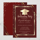 Diamanten Goud Lijst Afstudeerder Pet Rood Afstude Kaart (Voorkant / Achterkant)