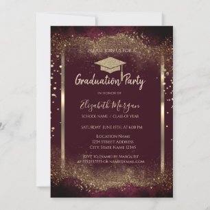 Diamanten Gouden Afstudeerhoed Glitter Burgundy Af Kaart