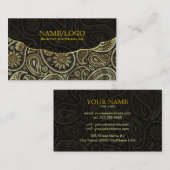 Diamanten & Gouden Retro Paisley Patroon Visitekaartje (Voorkant / Achterkant)