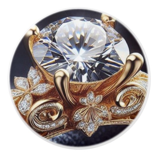 Diamanten gouden ring keramische knop (Voorkant)