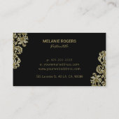 Diamanten & Gouden werveling op zwart Visitekaartje (Achterkant)