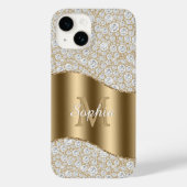 Diamanten, Groot Gouden Monogram, Witte Script Naa Case-Mate iPhone Case (Achterkant)