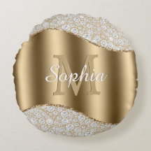 Diamanten, Groot Gouden Monogram, Witte Script Naa