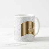 Diamanten, Groot Gouden Monogram Witte Script Naam Koffiemok (Voorkant rechts)