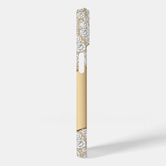 diamanten, groot goudmonogram, witte scriptnaam Case-Mate iPhone case (Achterkant / Rechts)