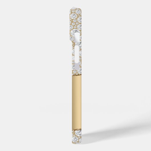 diamanten, groot goudmonogram, witte scriptnaam Case-Mate iPhone case (Achterkant / Links)