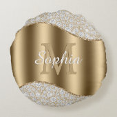 diamanten, groot goudmonogram, witte scriptnaam rond kussen (Achterkant)