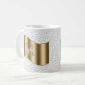 Diamanten, grote gouden monogram witte scriptnaam koffiemok (Voorkant links)