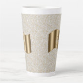 Diamanten, grote gouden monogram witte scriptnaam latte mok (Voorkant)
