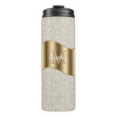 Diamanten, grote gouden monogram witte scriptnaam thermosbeker (Voorkant)