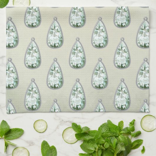  diamanten hanger blauwgroen Victoriaans patroon Theedoek (Gevouwen)