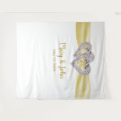 Diamanten Hart Geel Lint Trouw Achtergrond Wandkleed (Voorkant (horizontaal))