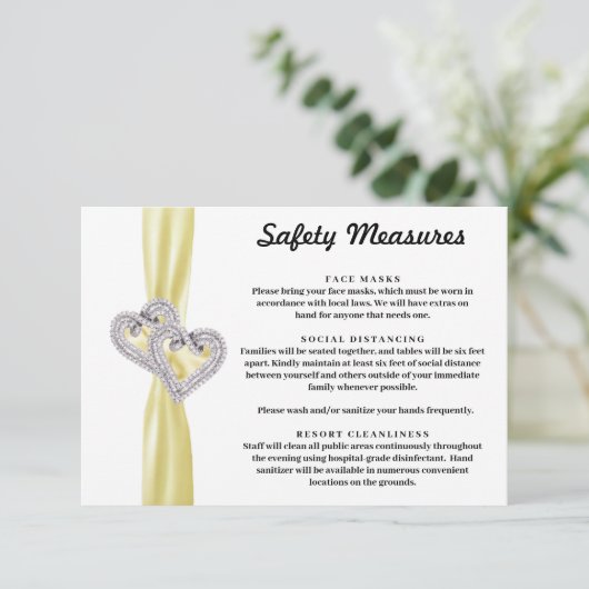 Diamanten Hart Gele Lint Veiligheidsmaatregelen Informatiekaartje (Staand voorkant)