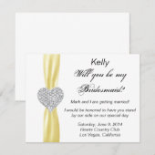 Diamanten Hart Gele Trouw Bruidsmeisje Kaart (Voorkant / Achterkant)