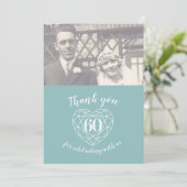 Diamanten hart jubileum 60 jaar foto bedankkaart (Staand voorkant)
