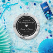 Diamanten Hart op gemarmerd Papieren Bordje (Feest)