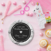 Diamanten Hart op gemarmerd Papieren Bordje (Feest)