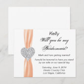 Diamanten Hart Oranje Trouw Bruidsmeisje Kaart (Voorkant / Achterkant)