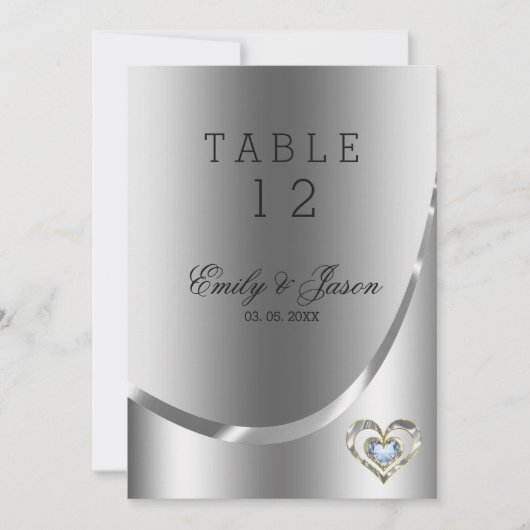 Diamanten Hart Over Zilveren Achtergrond Kaart (Voorkant)