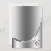 Diamanten Hart Over Zilveren Achtergrond Kaart (Achterkant)