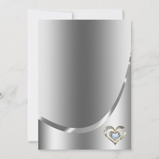 Diamanten Hart Over Zilveren Achtergrond Kaart (Achterkant)