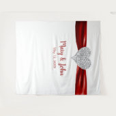 Diamanten Hart Rode Lint Trouw Achtergrond Wandkleed (Voorkant (horizontaal))