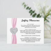 Diamanten Hart Roze Lint Veiligheidsmaatregelen Informatiekaartje (Staand voorkant)