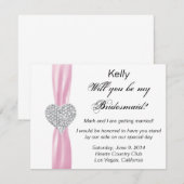 Diamanten Hart Roze Trouw Bruidsmeisje Kaart (Voorkant / Achterkant)