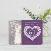 Diamanten hart trouwfoto 60 jaar feest uitnodiging (Staand voorkant)