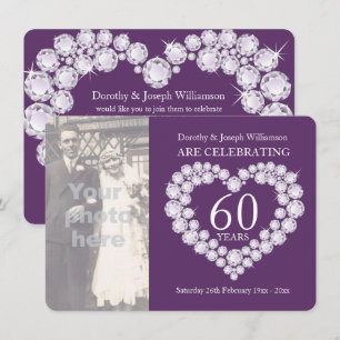 Diamanten hart trouwfoto 60 jaar feest uitnodiging