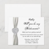 Diamanten Hart Witte Trouw Bruidsmeisje Kaart (Voorkant / Achterkant)