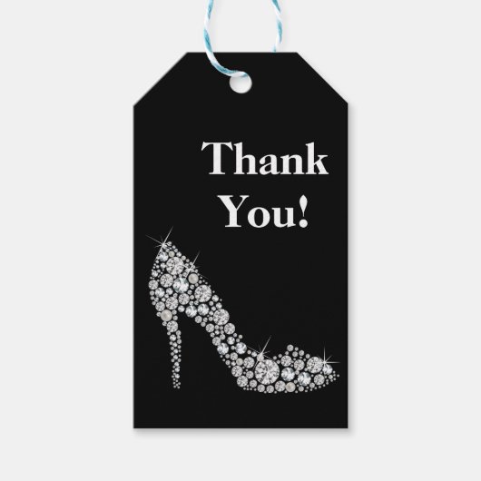 diamanten hoge hakken glitter elegant dank u label cadeaulabel (Voorkant)