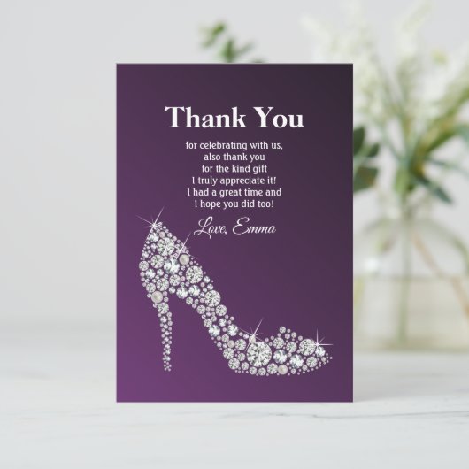 diamanten hoge hakken paarse elegant dank je credi kaart (Staand voorkant)