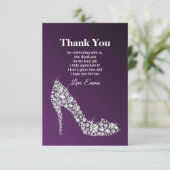 diamanten hoge hakken paarse elegante bedankkaart kaart (Staand voorkant)