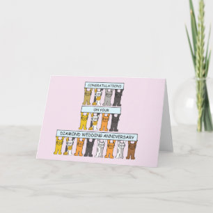 Diamanten Huwelijk Felicitaties Cartoon Katten Kaart