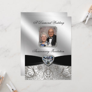 Diamanten Huwelijksjubileum 5.5x7.5 Foto Uitnodigi Kaart