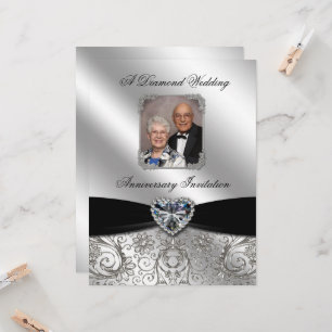 Diamanten Huwelijksjubileum 6.5x8.7 Foto Uitnodigi Kaart