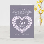 Diamanten huwelijksverjaardag kaart voor moeder en (Gele Bloem)