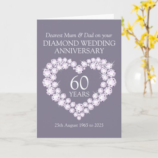 Diamanten huwelijksverjaardag kaart voor moeder en (Gele Bloem)