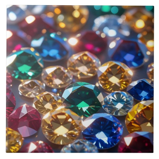 Diamanten in vele kleuren tegeltje (Voorkant)